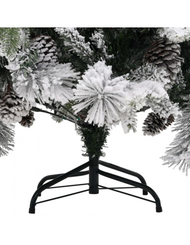 Albero di Natale con Neve Floccata e Pigne 195 cm PVC e PE