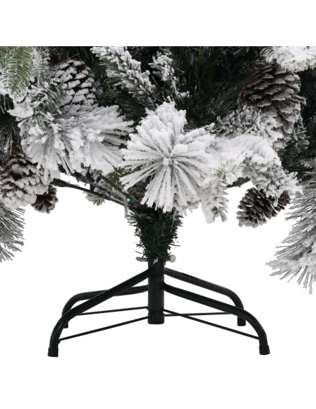 Albero di Natale con Neve Floccata e Pigne 195 cm PVC e PE