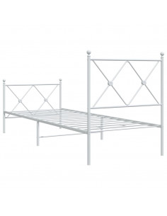 Giroletto con Testiera e Pediera Metallo Bianco 80x200 cm