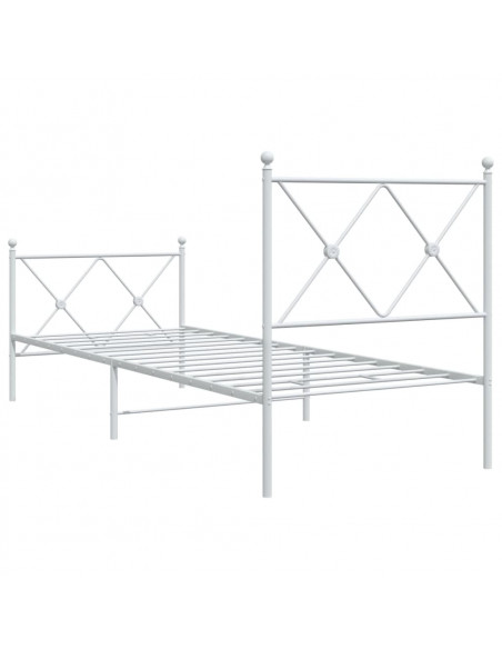 Giroletto con Testiera e Pediera Metallo Bianco 80x200 cm