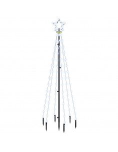 Albero di Natale con Puntale Bianco Freddo 108 LED 180 cm 2