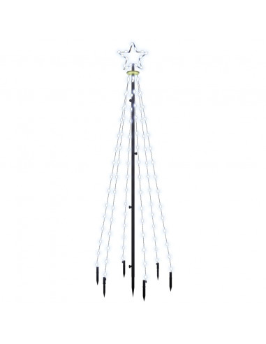 Albero di Natale con Puntale Bianco Freddo 108 LED 180 cm
