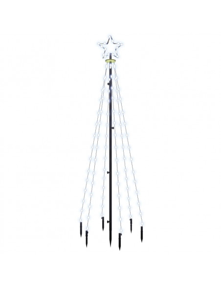 Albero di Natale con Puntale Bianco Freddo 108 LED 180 cm