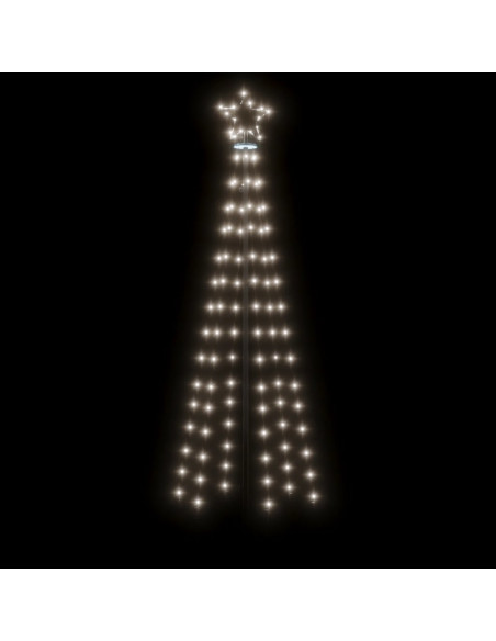 Albero di Natale con Puntale Bianco Freddo 108 LED 180 cm