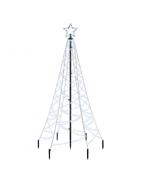 Albero di Natale con Puntale Bianco Freddo 200 LED 180 cm