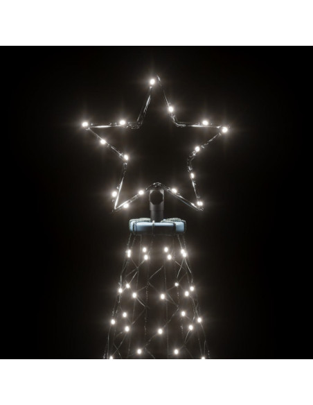 Albero di Natale con Puntale Bianco Freddo 200 LED 180 cm