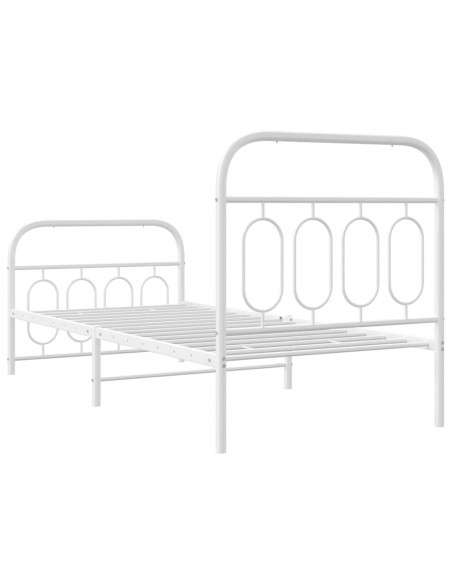 Giroletto con Testiera e Pediera Metallo Bianco 90x190 cm