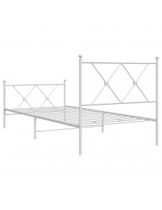 Giroletto con Testiera e Pediera Metallo Bianco 90x190 cm