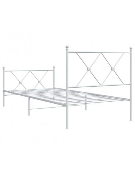 Giroletto con Testiera e Pediera Metallo Bianco 90x190 cm