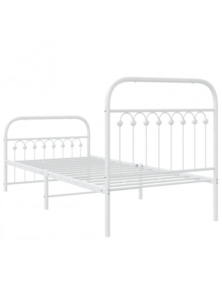 Giroletto con Testiera e Pediera Metallo Bianco 90x190 cm