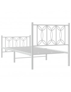 Giroletto con Testiera e Pediera Metallo Bianco 90x200 cm