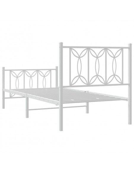 Giroletto con Testiera e Pediera Metallo Bianco 90x200 cm