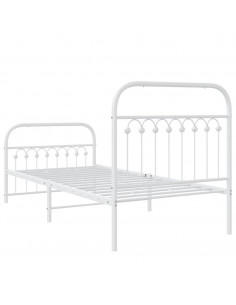 Giroletto con Testiera e Pediera Metallo Bianco 90x200 cm