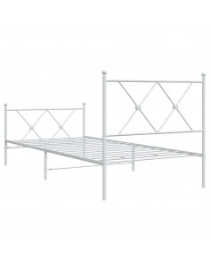 Giroletto con Testiera e Pediera Metallo Bianco 90x200 cm