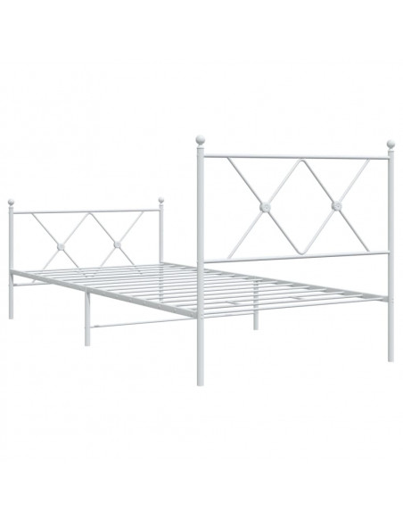 Giroletto con Testiera e Pediera Metallo Bianco 90x200 cm