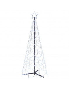Albero di Natale a Cono Bianco Freddo 200 LED 70x180 cm 2