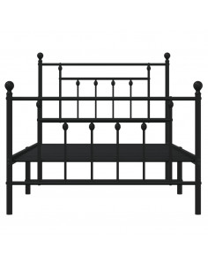 Giroletto con Testiera e Pediera Metallo Nero 100x190 cm