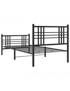 Giroletto con Testiera e Pediera Metallo Nero 100x190 cm