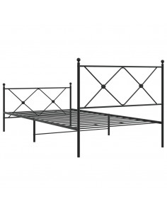 Giroletto con Testiera e Pediera Metallo Nero 100x190 cm