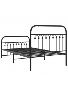 Giroletto con Testiera e Pediera Metallo Nero 100x190 cm