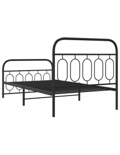 Giroletto con Testiera e Pediera Metallo Nero 100x190 cm