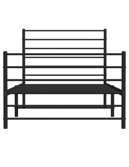 Giroletto con Testiera e Pediera Metallo Nero 100x190 cm