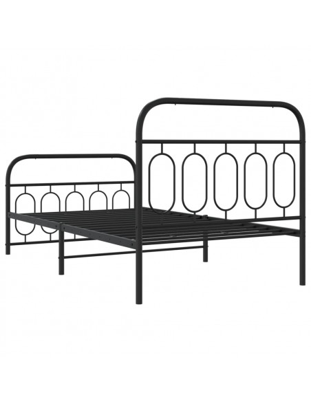 Giroletto con Testiera e Pediera Metallo Nero 100x200 cm
