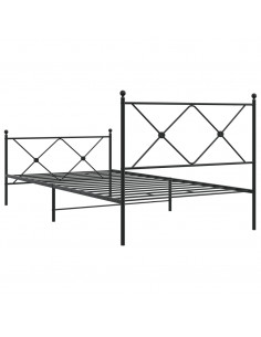 Giroletto con Testiera e Pediera Metallo Nero 100x200 cm