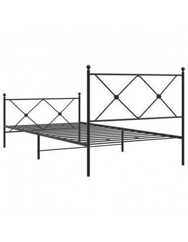 Giroletto con Testiera e Pediera Metallo Nero 100x200 cm