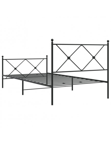 Giroletto con Testiera e Pediera Metallo Nero 100x200 cm