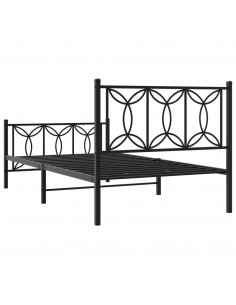 Giroletto con Testiera e Pediera Metallo Nero 100x200 cm