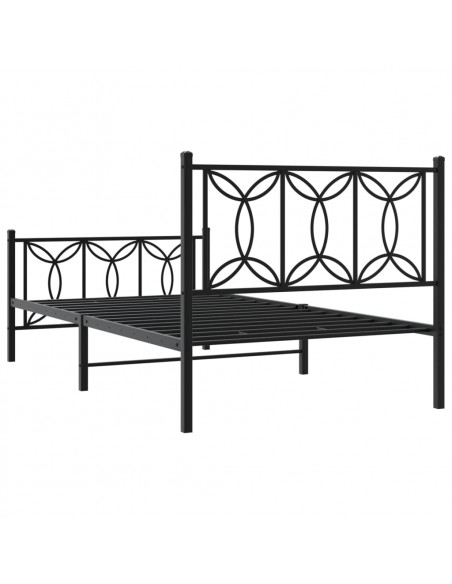 Giroletto con Testiera e Pediera Metallo Nero 100x200 cm