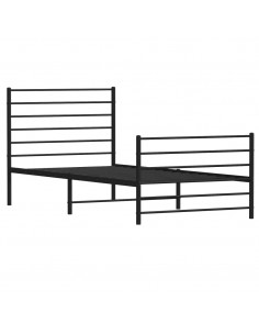 Giroletto con Testiera e Pediera Metallo Nero 107x203 cm