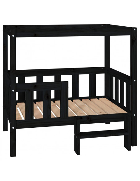 Cuccia per Cani Nera 95,5x73,5x90 cm in Legno Massello di Pino