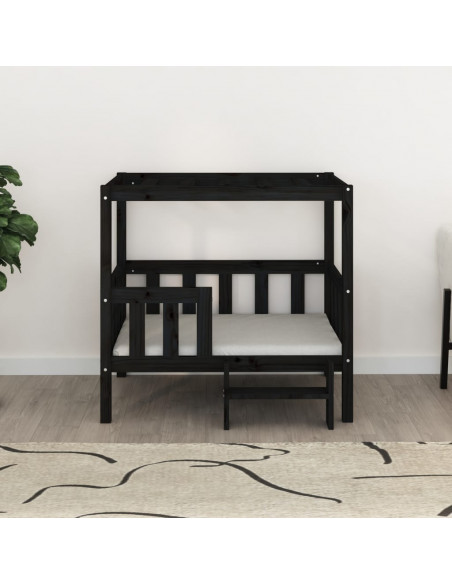 Cuccia per Cani Nera 95,5x73,5x90 cm in Legno Massello di Pino
