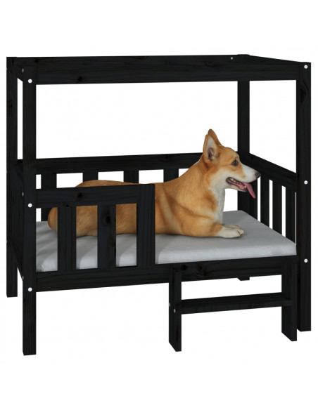 Cuccia per Cani Nera 95,5x73,5x90 cm in Legno Massello di Pino