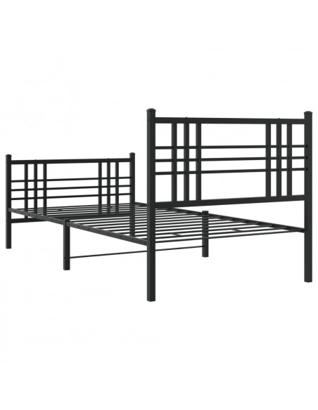 Giroletto con Testiera e Pediera Metallo Nero 107x203 cm