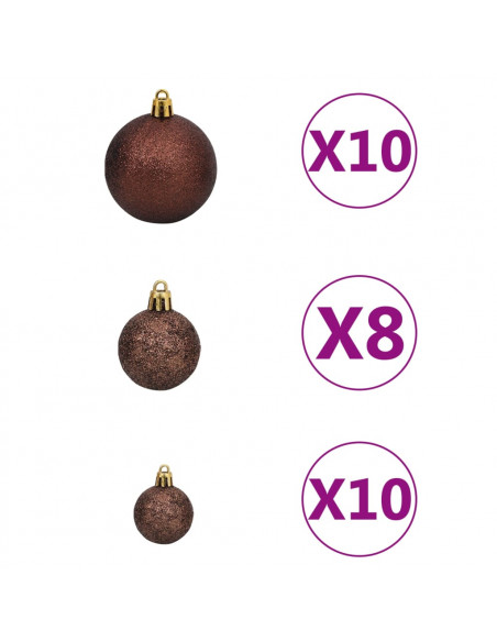Albero di Natale Preilluminato con Palline Verde 240 cm PVC
