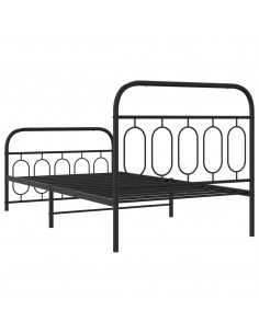 Giroletto con Testiera e Pediera Metallo Nero 107x203 cm