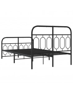 Giroletto con Testiera e Pediera Metallo Nero 120x190 cm