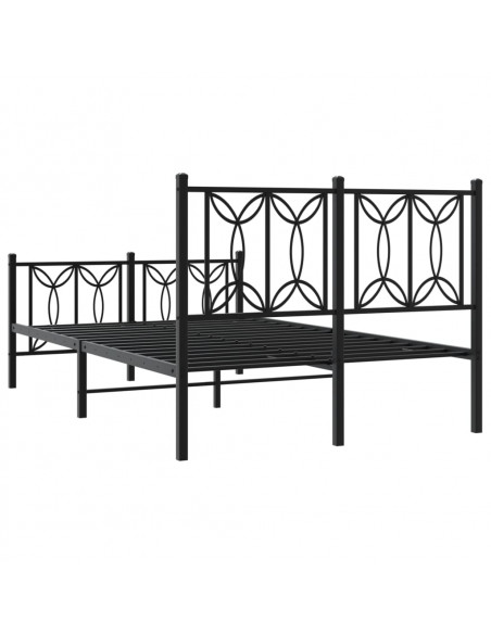 Giroletto con Testiera e Pediera Metallo Nero 120x190 cm