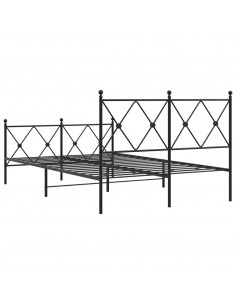 Giroletto con Testiera e Pediera Metallo Nero 120x190 cm