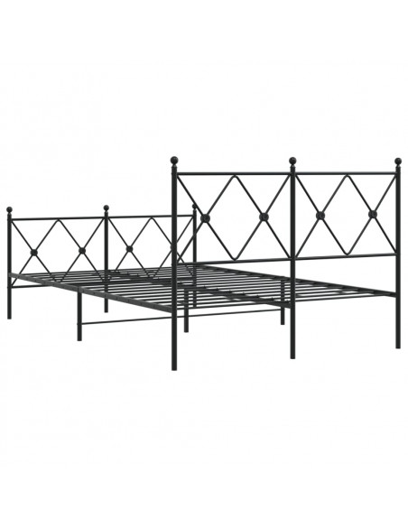Giroletto con Testiera e Pediera Metallo Nero 120x190 cm