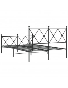 Giroletto con Testiera e Pediera Metallo Nero 120x200 cm