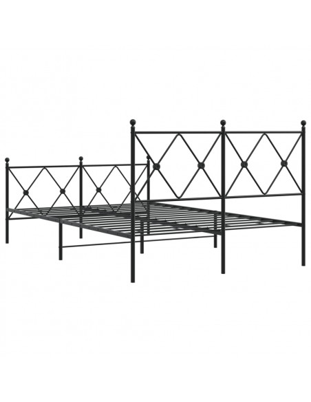 Giroletto con Testiera e Pediera Metallo Nero 120x200 cm