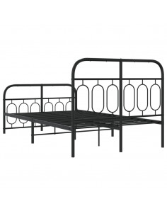 Giroletto con Testiera e Pediera Metallo Nero 120x200 cm