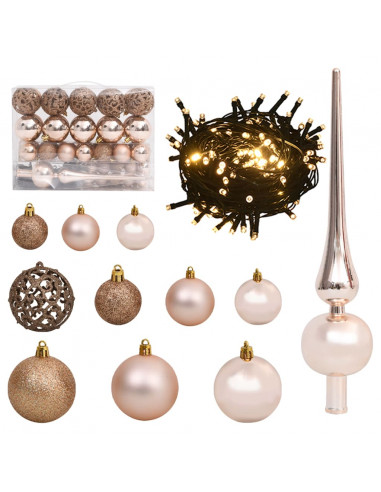 Albero Natale Incernierato con 150 LED e Palline 120 cm