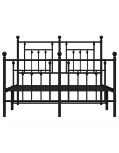 Giroletto con Testiera e Pediera Metallo Nero 135x190 cm