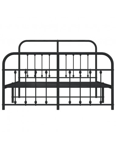 Giroletto con Testiera e Pediera Metallo Nero 135x190 cm