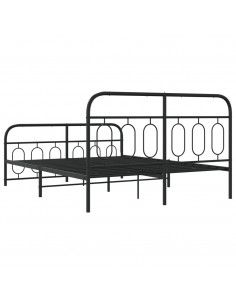 Giroletto con Testiera e Pediera Metallo Nero 135x190 cm